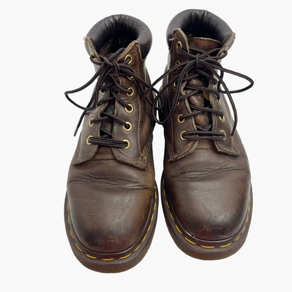 Doc Marten Vintage Made in England Brown Cushion Collar Combat‎ Boots - Picture 6 of 12